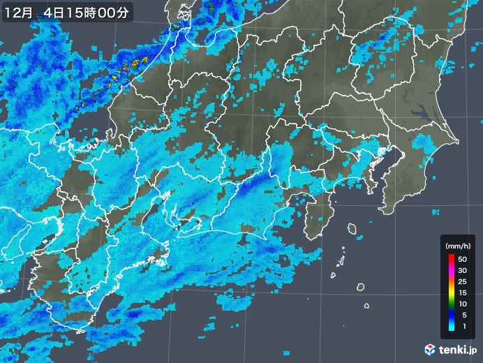 東海地方の雨雲レーダー(2017年12月04日)