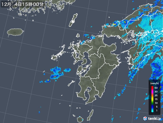 九州地方の雨雲レーダー(2017年12月04日)