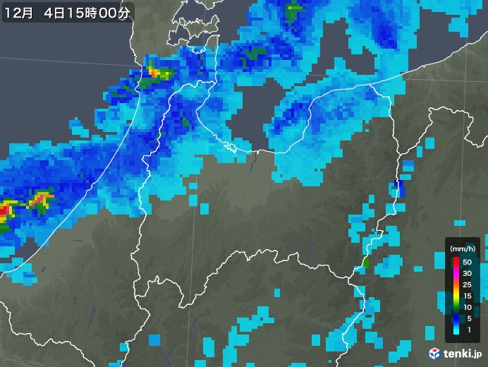 富山県の雨雲レーダー(2017年12月04日)