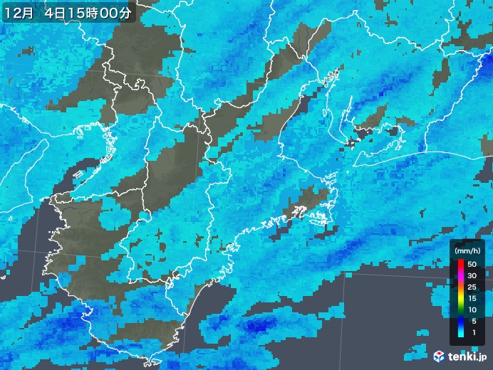 三重県の雨雲レーダー(2017年12月04日)