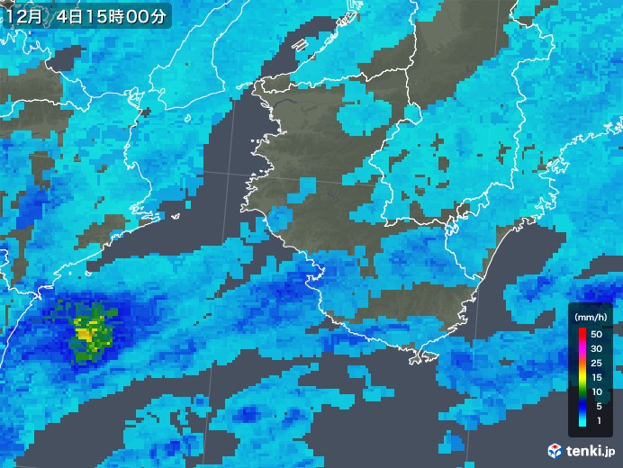 和歌山県の雨雲レーダー(2017年12月04日)