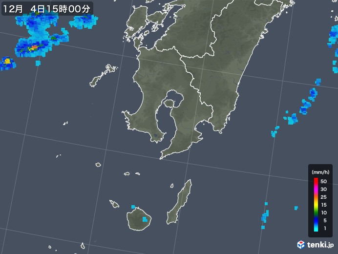 鹿児島県の雨雲レーダー(2017年12月04日)