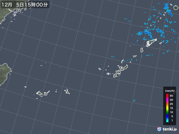 沖縄地方の雨雲レーダー(2017年12月05日)