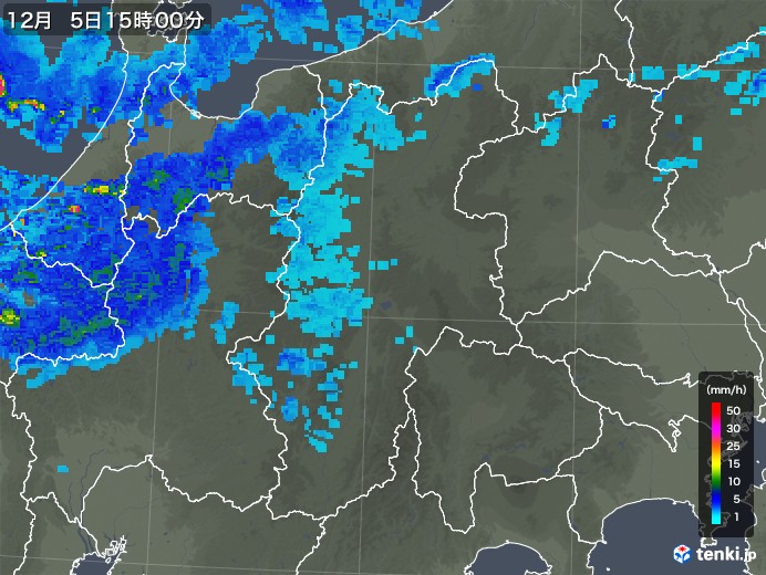 長野県の雨雲レーダー(2017年12月05日)
