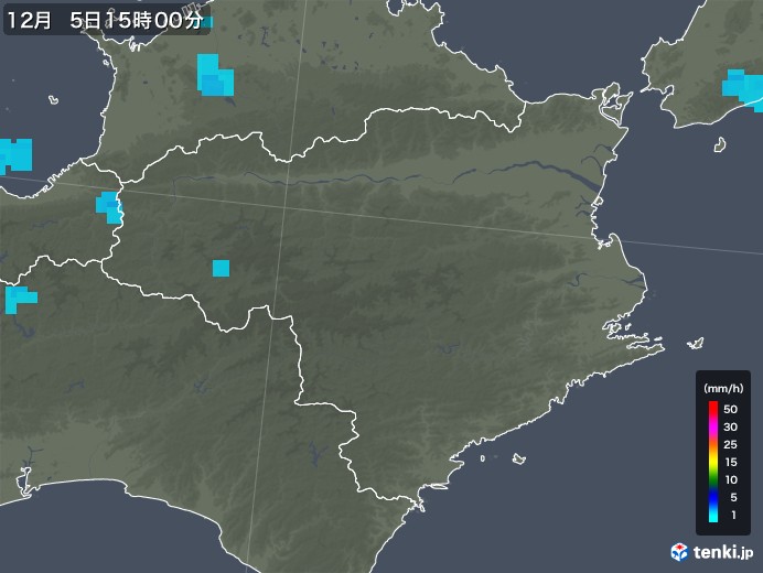 徳島県の雨雲レーダー(2017年12月05日)