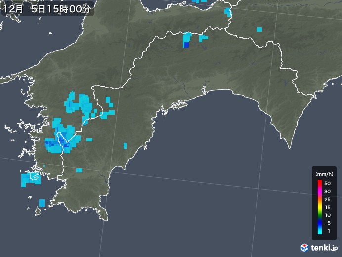 高知県の雨雲レーダー(2017年12月05日)