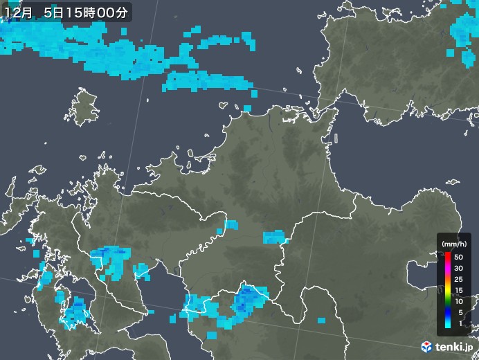 福岡県の雨雲レーダー(2017年12月05日)