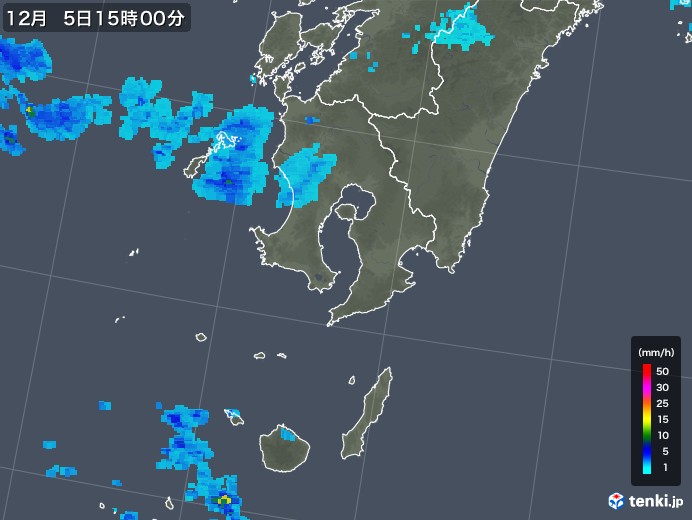 鹿児島県の雨雲レーダー(2017年12月05日)