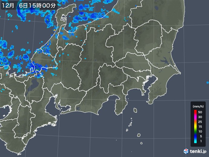 関東・甲信地方の雨雲レーダー(2017年12月06日)