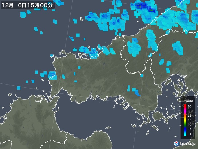 山口県の雨雲レーダー(2017年12月06日)