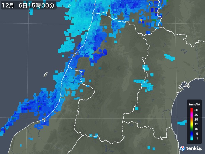 山形県の雨雲レーダー(2017年12月06日)