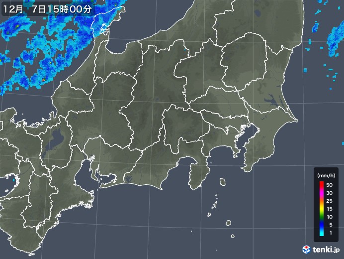関東・甲信地方の雨雲レーダー(2017年12月07日)