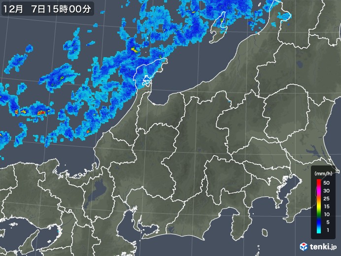北陸地方の雨雲レーダー(2017年12月07日)