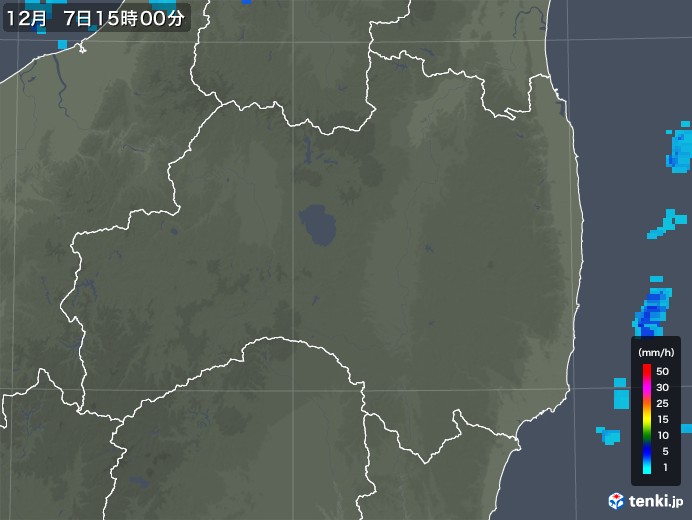 福島県の雨雲レーダー(2017年12月07日)