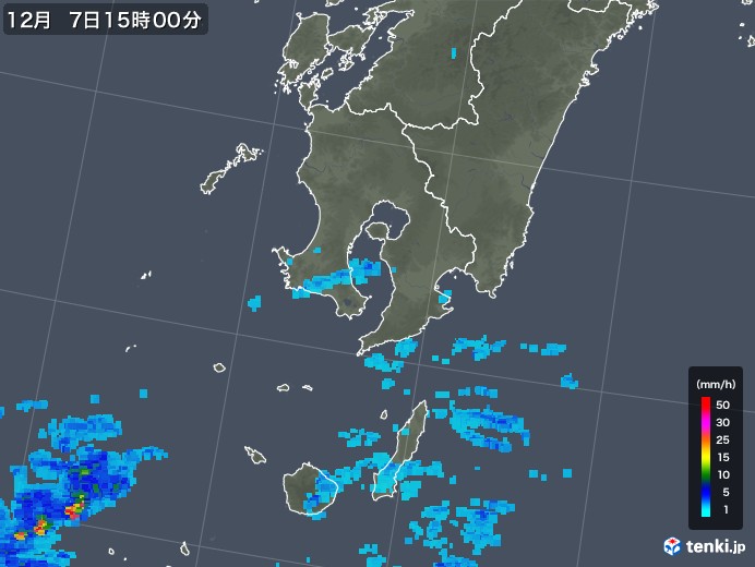 鹿児島県の雨雲レーダー(2017年12月07日)