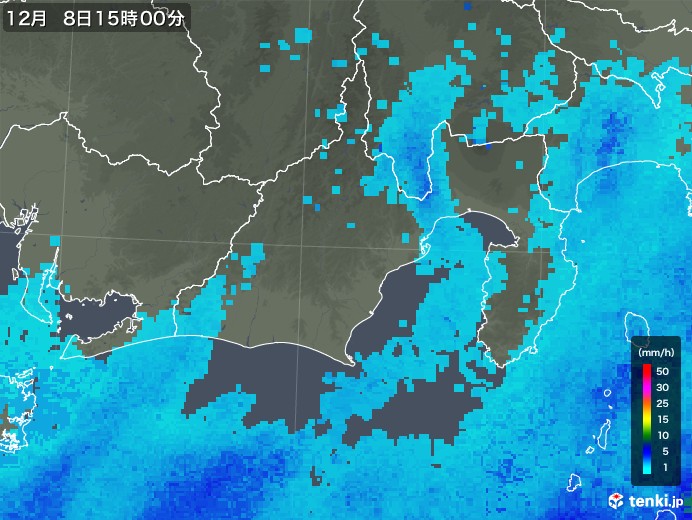 静岡県の雨雲レーダー(2017年12月08日)