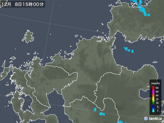 福岡県の雨雲レーダー(2017年12月08日)