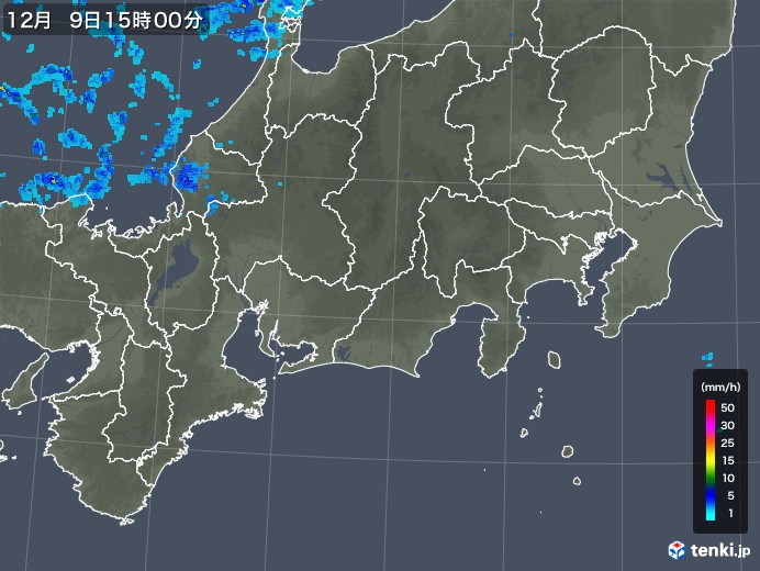 東海地方の雨雲レーダー(2017年12月09日)