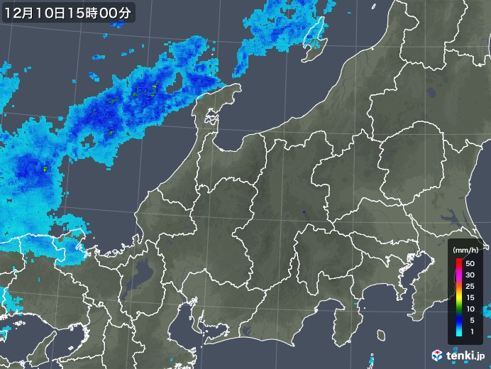 北陸地方の雨雲レーダー(2017年12月10日)