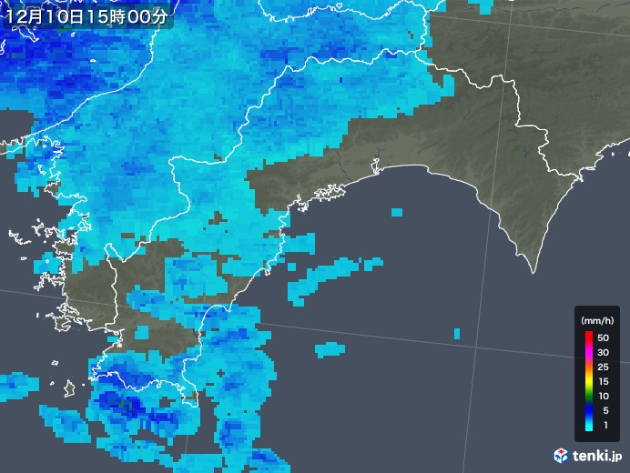 高知県の雨雲レーダー(2017年12月10日)