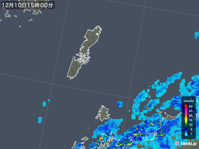 壱岐・対馬(長崎県)の雨雲レーダー(2017年12月10日)