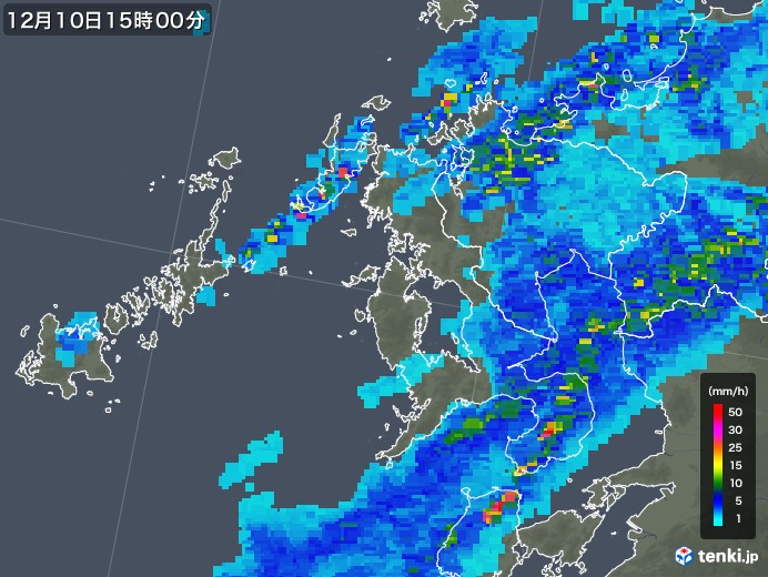 長崎県の雨雲レーダー(2017年12月10日)