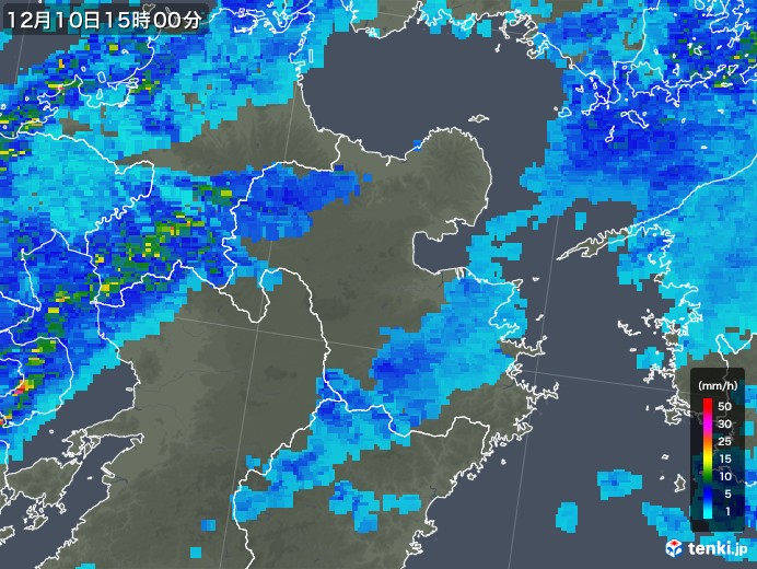 大分県の雨雲レーダー(2017年12月10日)