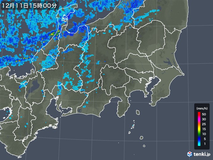 関東・甲信地方の雨雲レーダー(2017年12月11日)