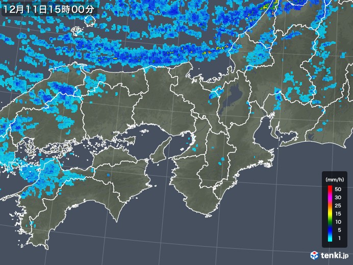 近畿地方の雨雲レーダー(2017年12月11日)