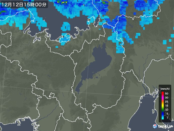 滋賀県の雨雲レーダー(2017年12月12日)