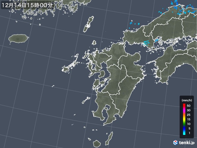 九州地方の雨雲レーダー(2017年12月14日)