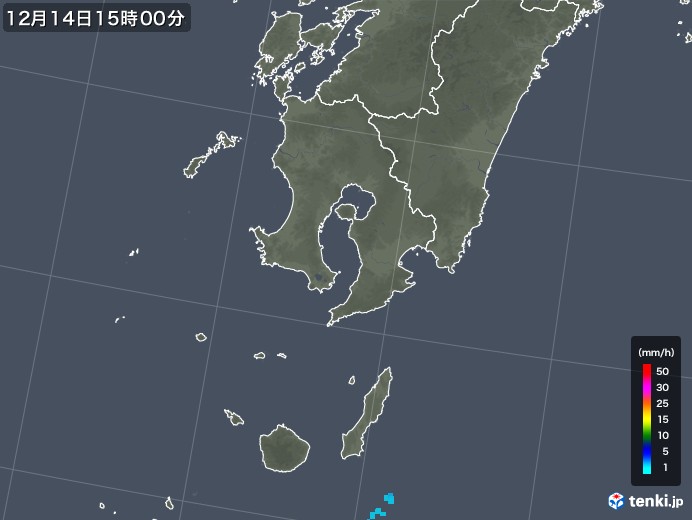 鹿児島県の雨雲レーダー(2017年12月14日)