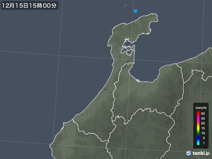 石川県の雨雲レーダー(2017年12月15日)