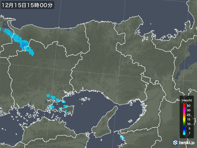 兵庫県の雨雲レーダー(2017年12月15日)
