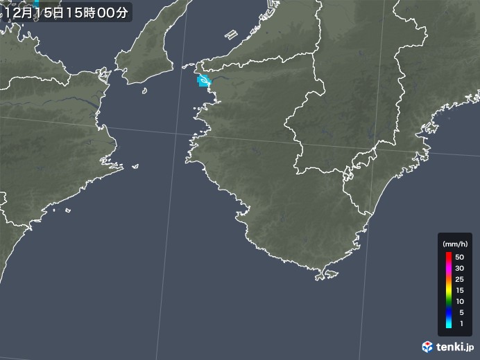 和歌山県の雨雲レーダー(2017年12月15日)