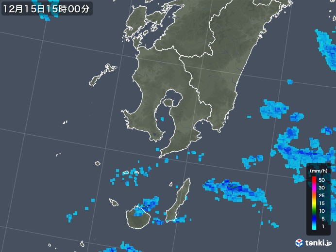 鹿児島県の雨雲レーダー(2017年12月15日)