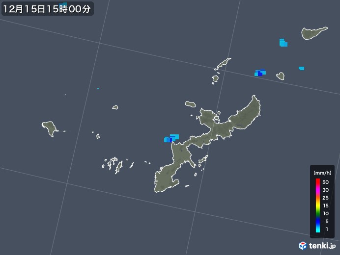 沖縄県の雨雲レーダー(2017年12月15日)