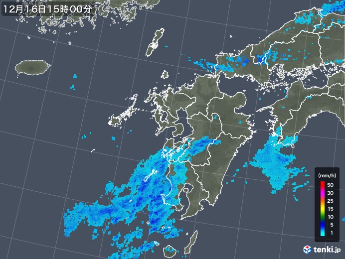 九州地方の雨雲レーダー(2017年12月16日)