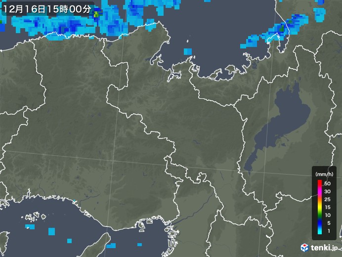京都府の雨雲レーダー(2017年12月16日)