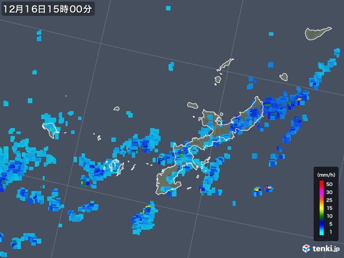 沖縄県の雨雲レーダー(2017年12月16日)