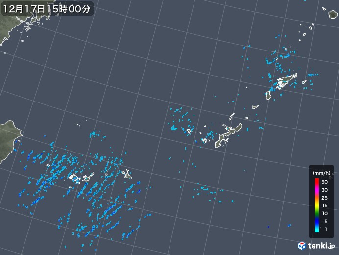 沖縄地方の雨雲レーダー(2017年12月17日)