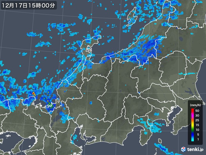 北陸地方の雨雲レーダー(2017年12月17日)