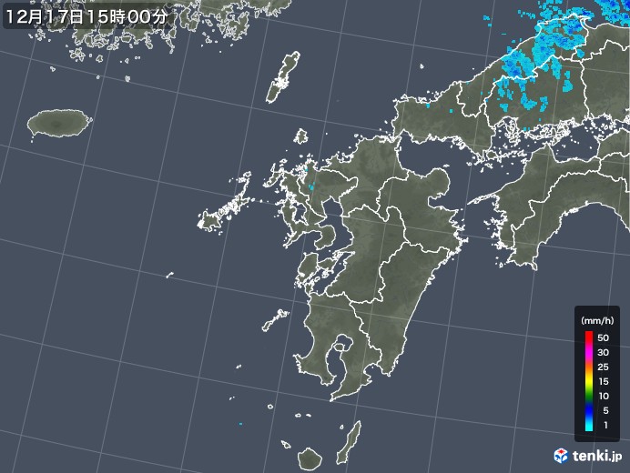 九州地方の雨雲レーダー(2017年12月17日)