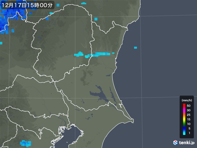 茨城県の雨雲レーダー(2017年12月17日)