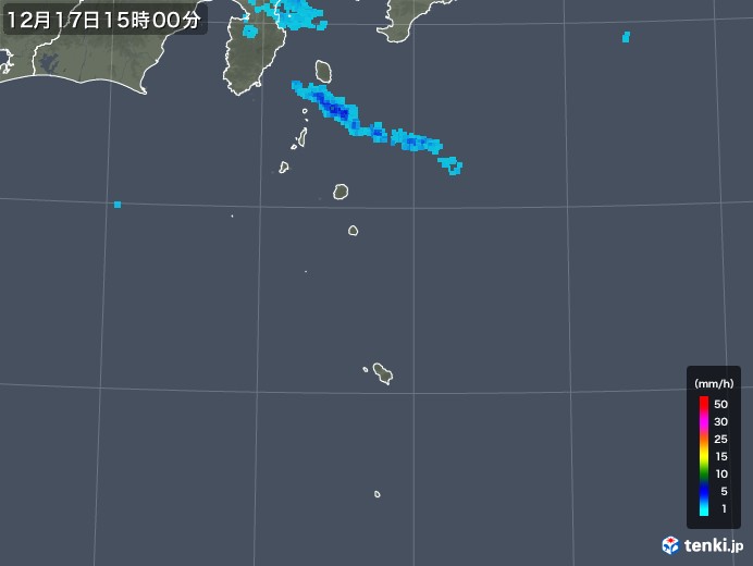 伊豆諸島(東京都)の雨雲レーダー(2017年12月17日)