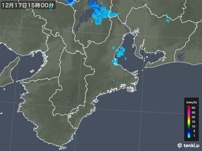 三重県の雨雲レーダー(2017年12月17日)