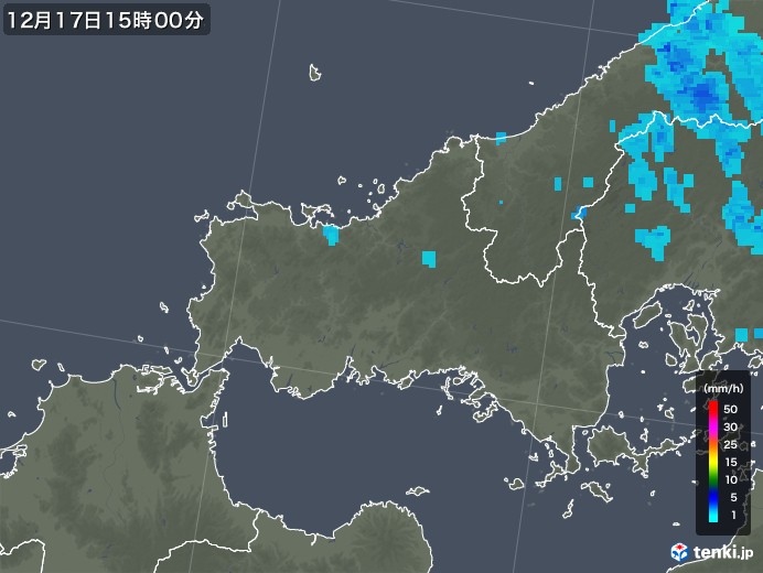 山口県の雨雲レーダー(2017年12月17日)
