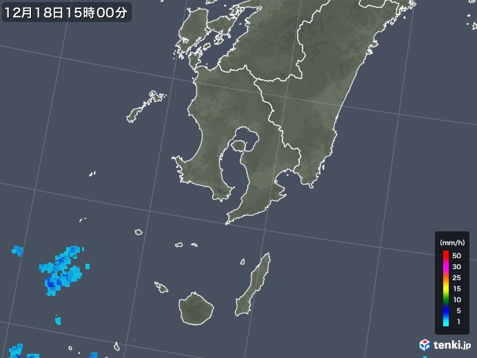 鹿児島県の雨雲レーダー(2017年12月18日)
