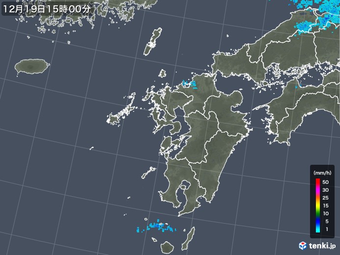 九州地方の雨雲レーダー(2017年12月19日)