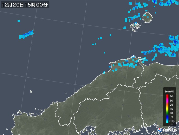 島根県の雨雲レーダー(2017年12月20日)